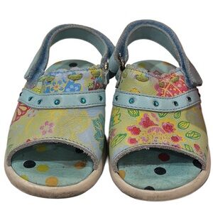 Oilily Open Toe Floral Leather Sandals Size US 5 toddler girl Baby Shoes